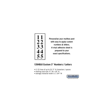 Custom Numbers / Letters - Vertical - Black Vinyl - 3 Inches High